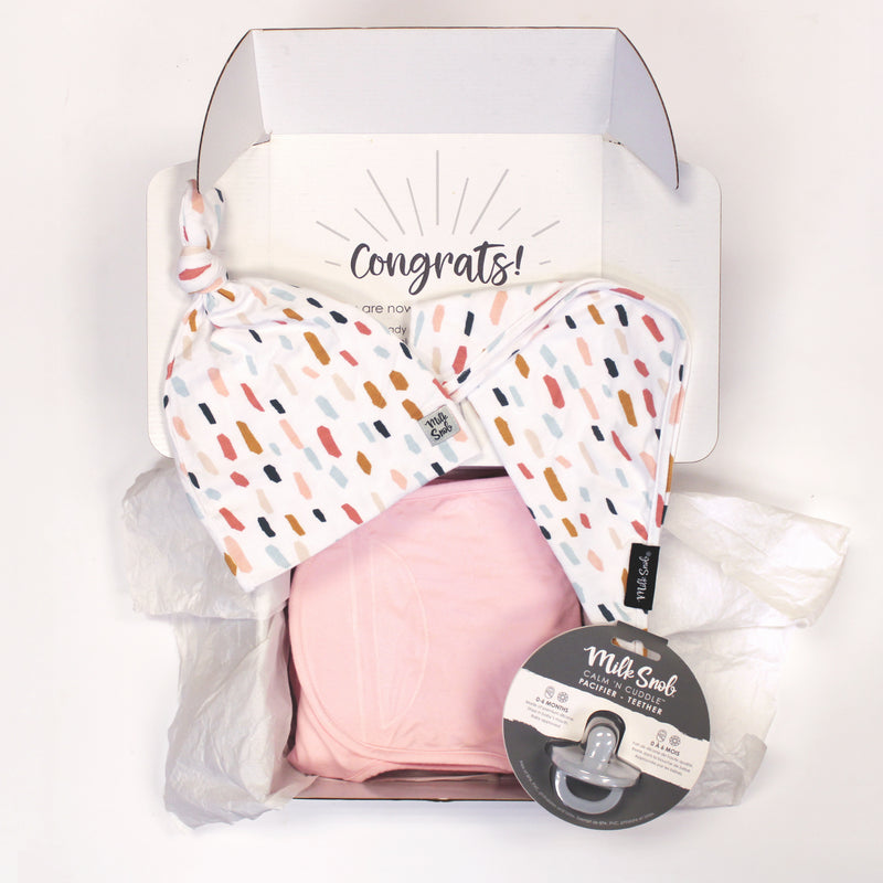 BLUSH SWADDLE WELCOME BABY GIFT BOX